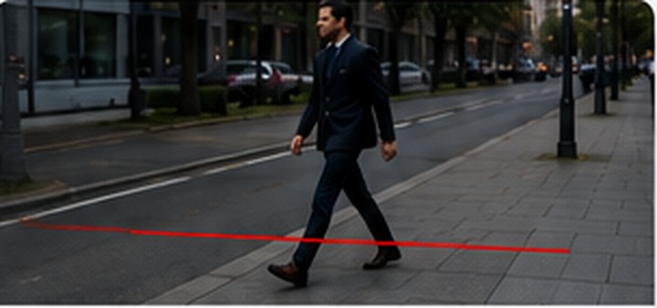 Person som passerar en virtuell linje